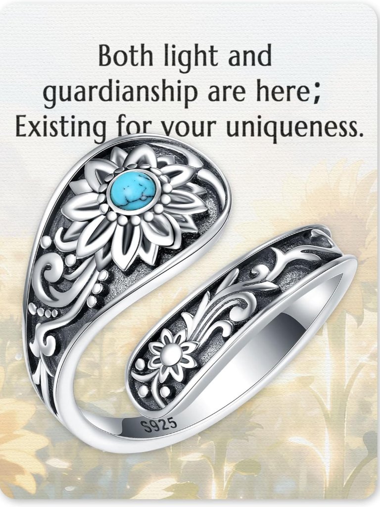 Turquoise Jewelry For Women - Sterling Silver Turquoise Rings Vintage Adjustable